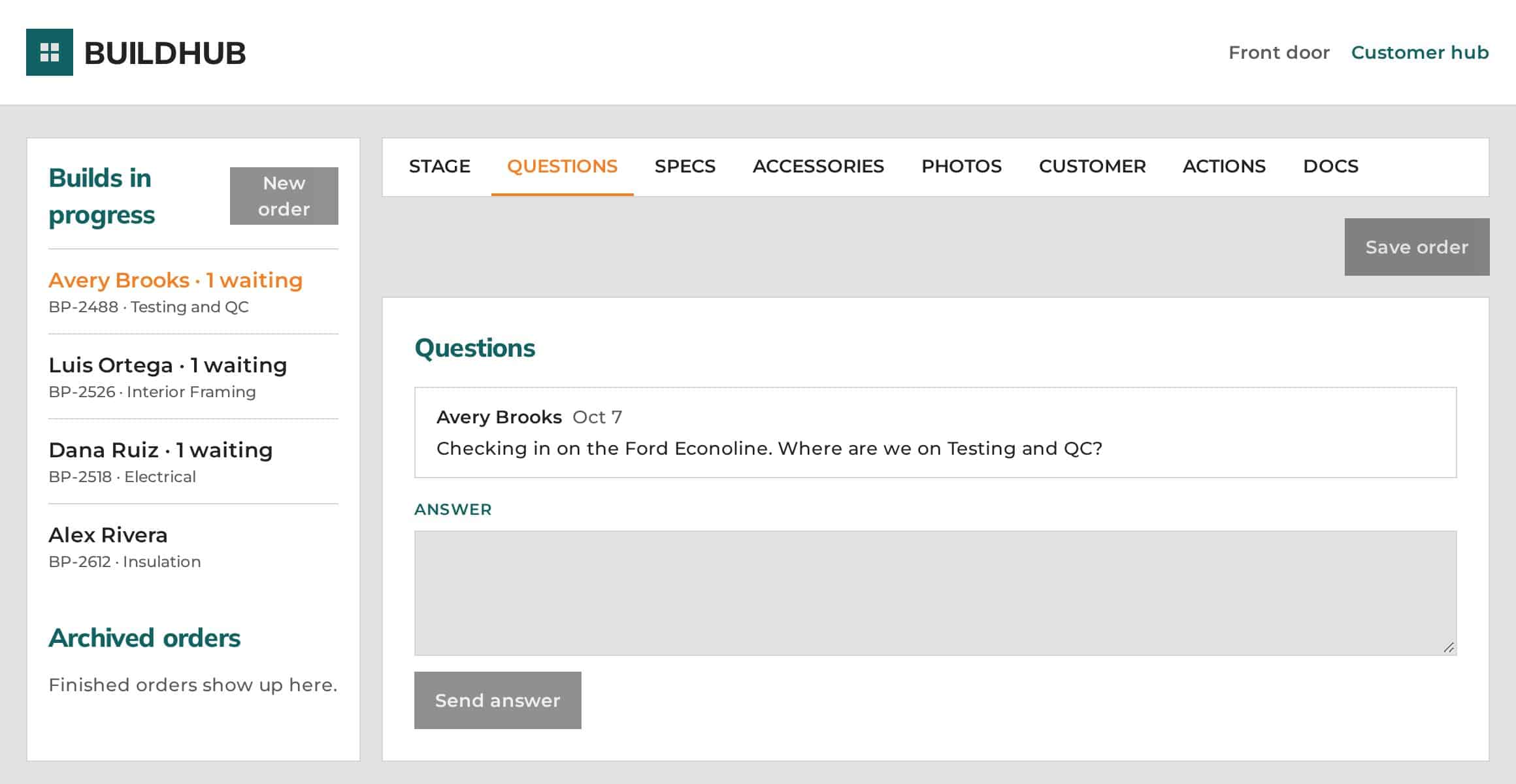 Customer questions